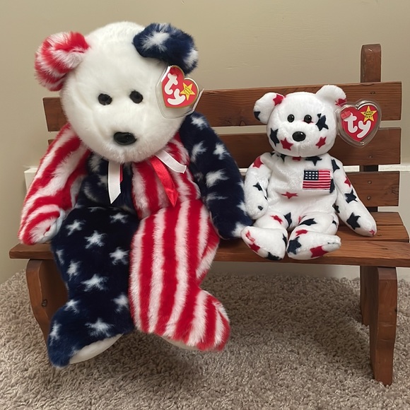 💙1999 Beanie Buddy Spangle 🇺🇸 & baby Glory 1997 - Picture 1 of 12